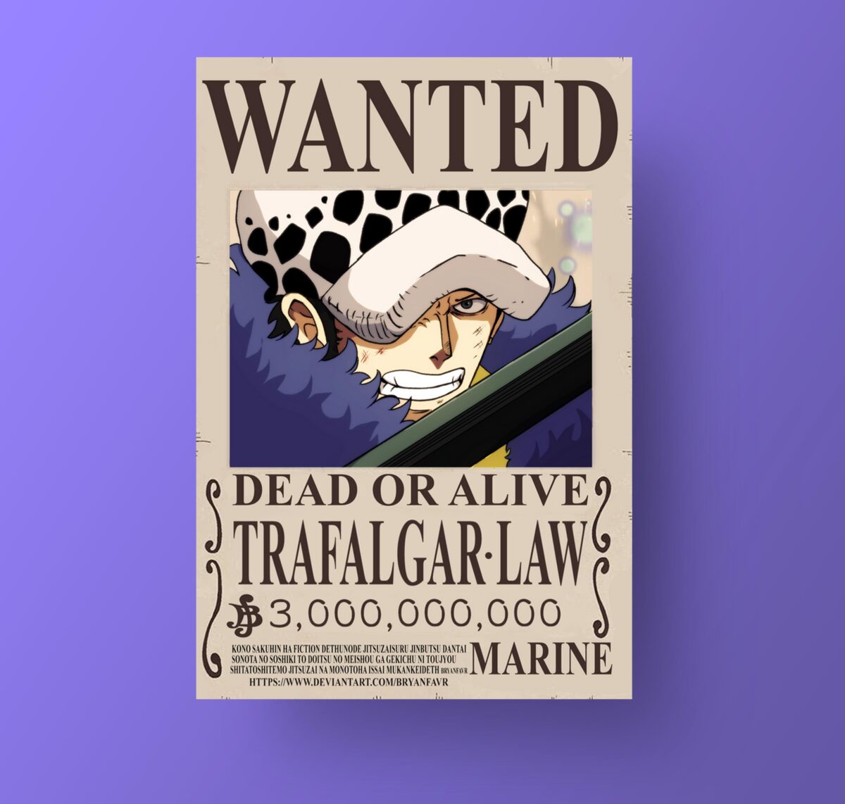 Wanted trafalgar law  poster - Image 1