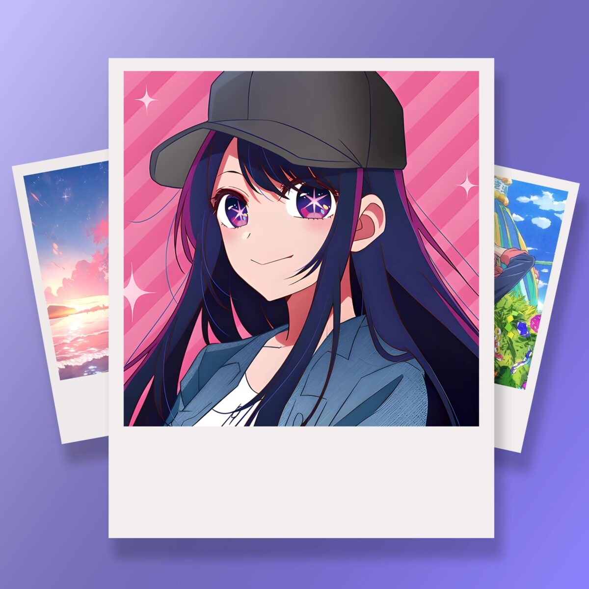 Aesthetic anime girl polaroid - Image 1