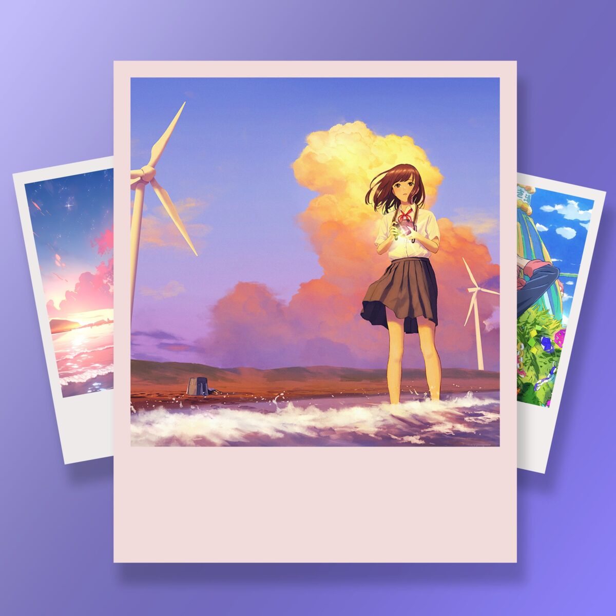 aesthetic anime scene polaroid - Image 1