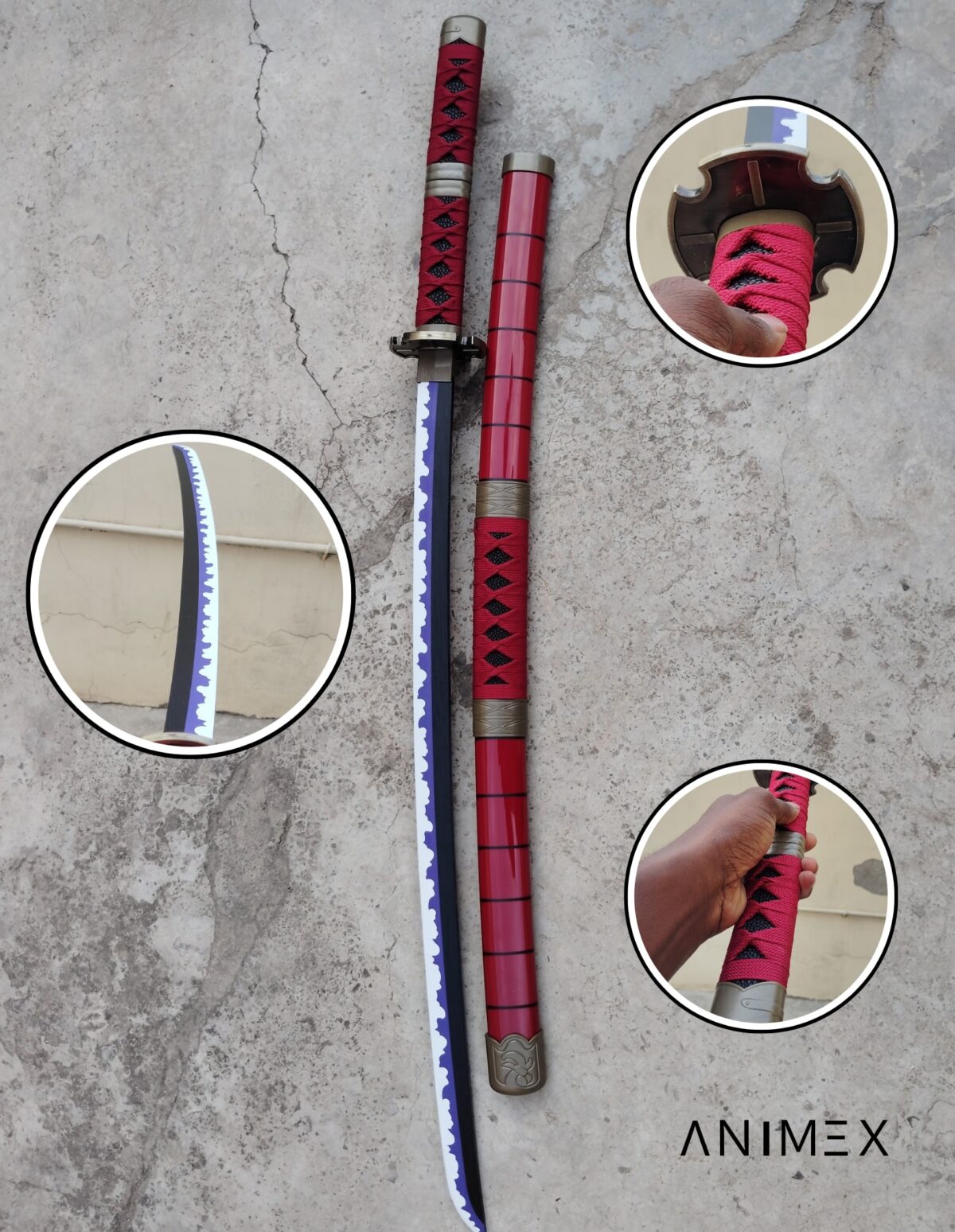 One Piece Zoro Red  Cosplay Premium Life size [ 104 CM ] Wooden Katana - Image 1